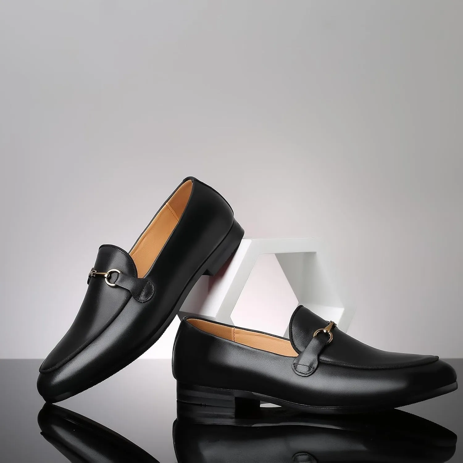heelchic Women's Chunky Slip On Loafers, Penny Lug Sole Loafers for Women, Comfortable Patent Leather Casual Wide Toe Box Mid Heels Dress Shoes