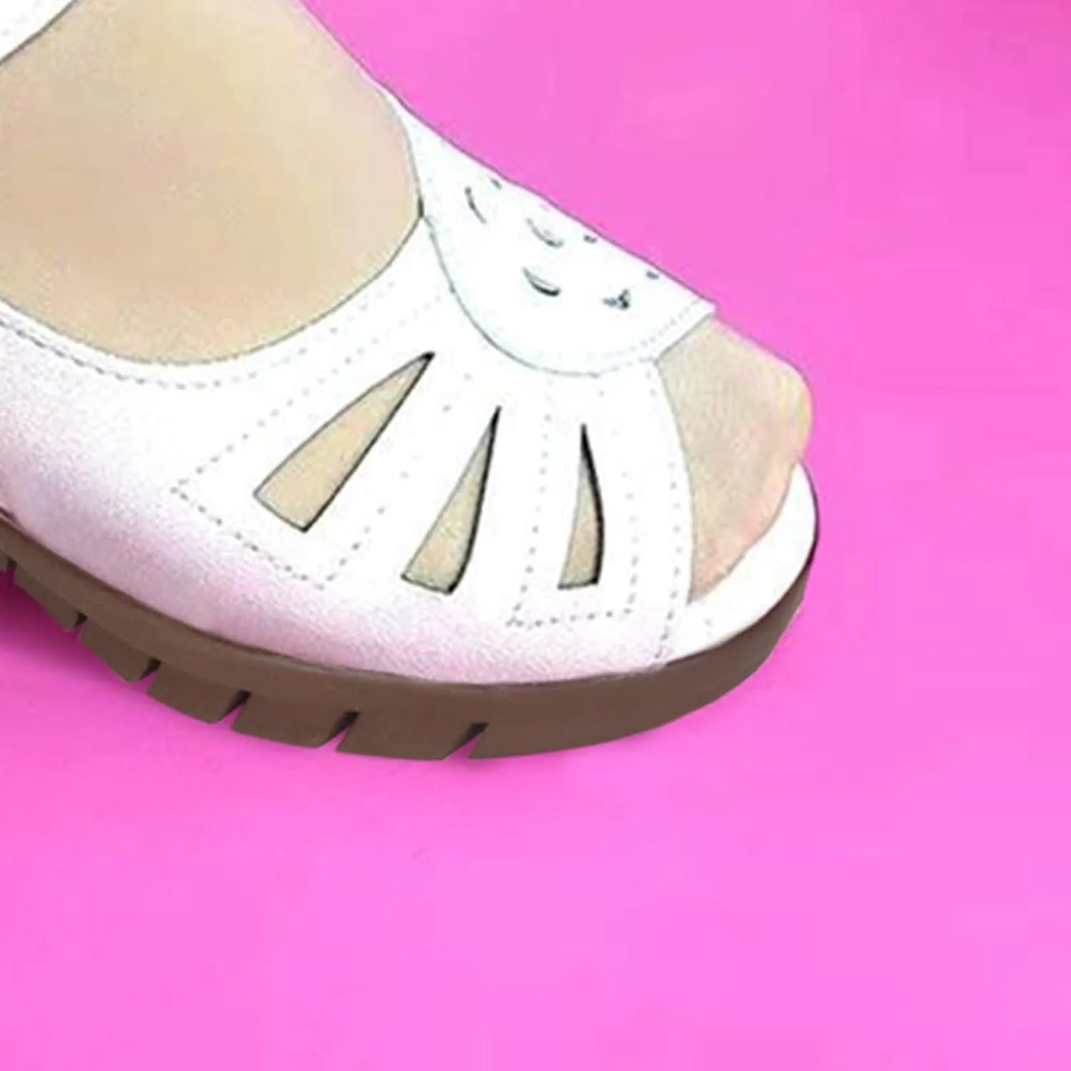 hlysgo Anti-slip Vintage Soft Mom Shoes, Hook-and-loop Wide Width Comfortable Open Toe Casual Loafers Slides