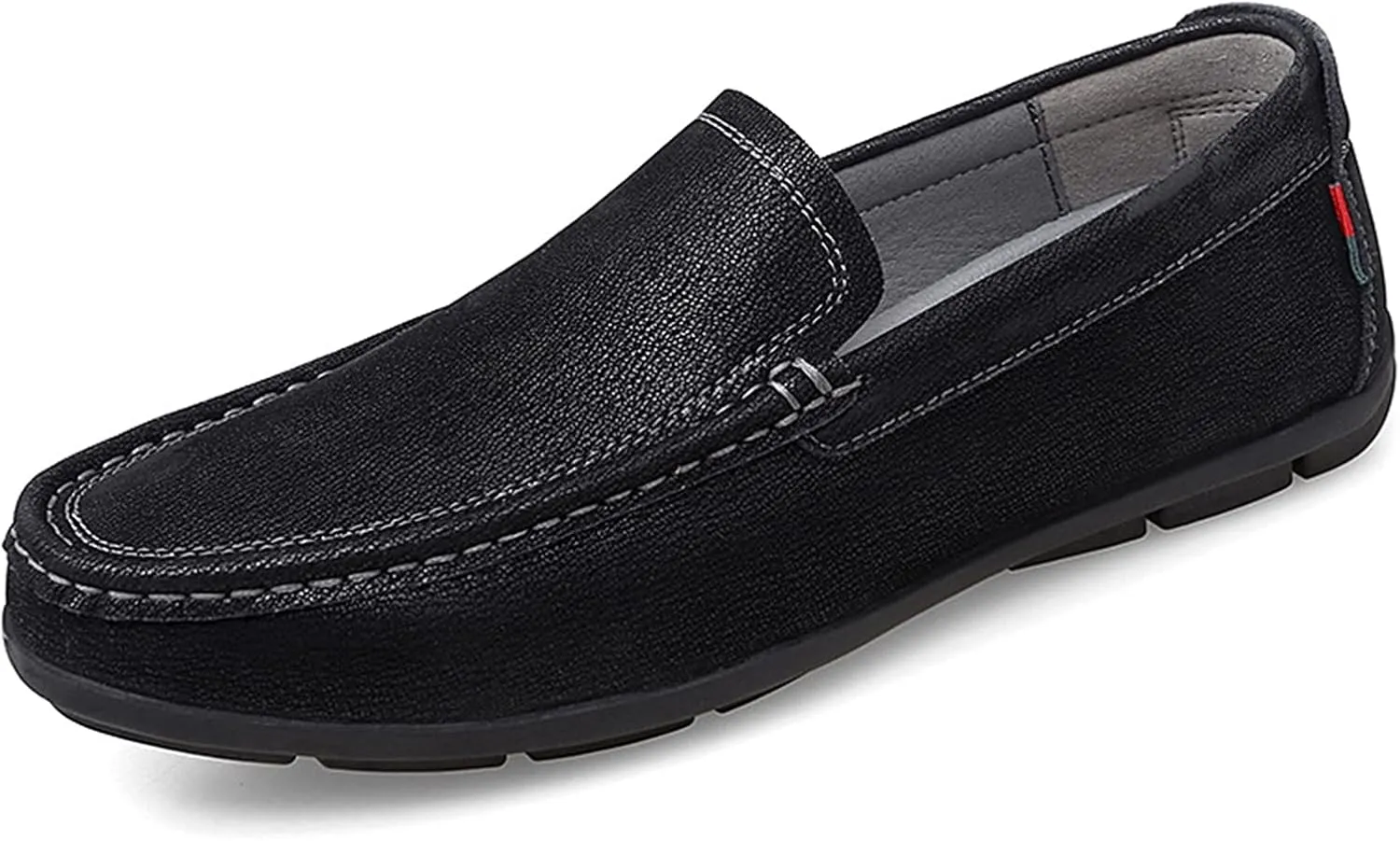 HOOENG Loafer Shoes Driving Moccasins for Men Genuine Leather Round Toe Stitching Details Soft Flat Heel Comfortable Driving Slip on