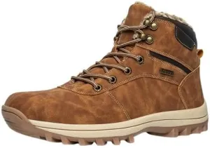 Insulated Hiking Boots - Waterproof, Breathable, Slip-Resistant, Warm, and Durable Construction Shoes for Men - Ideal for Outdoor Work, Snow, and Ice