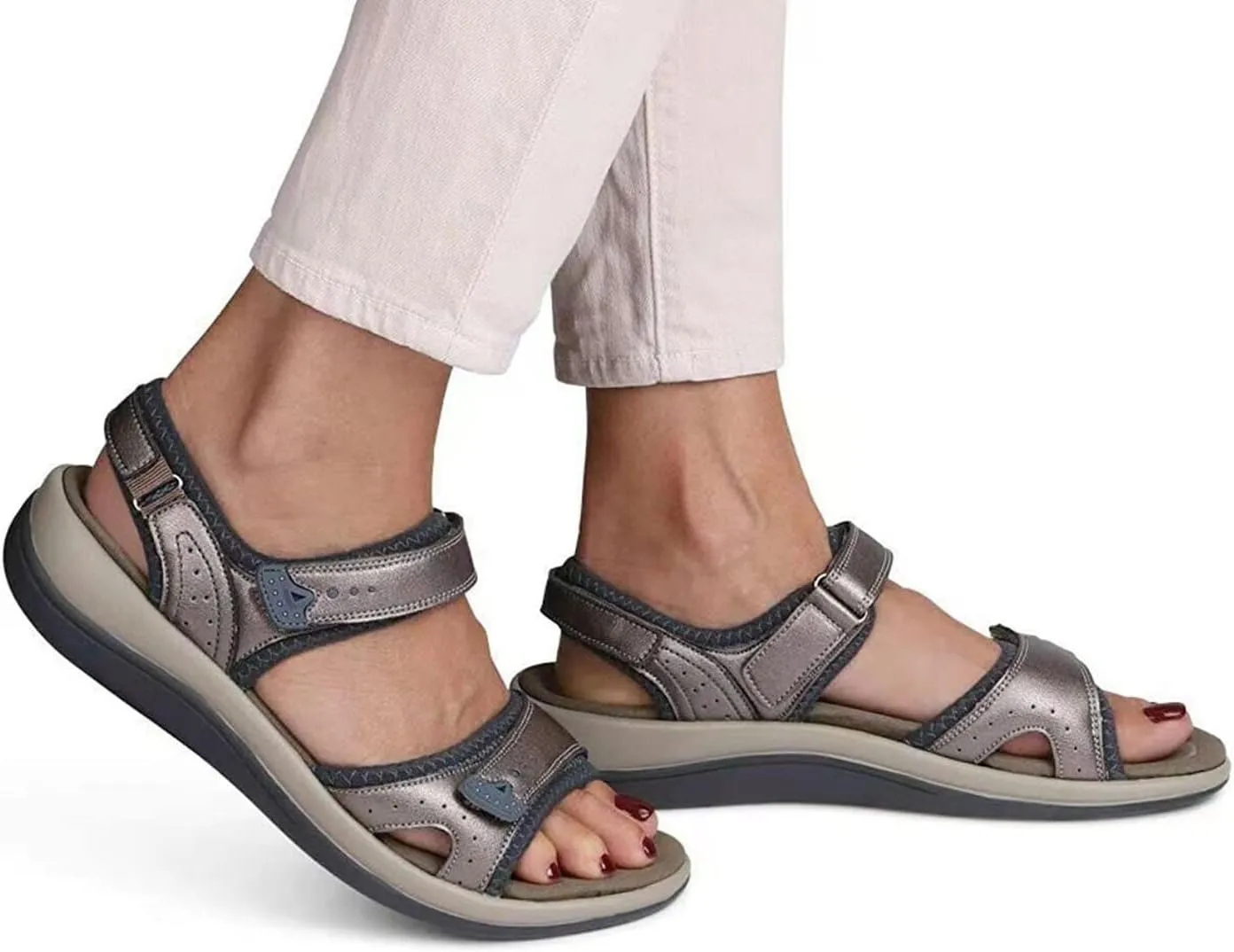 JITUUE Womens Summer Walking Sandals with Arch Support Comfort Hook and Loop Outdoor Athletic Sandals