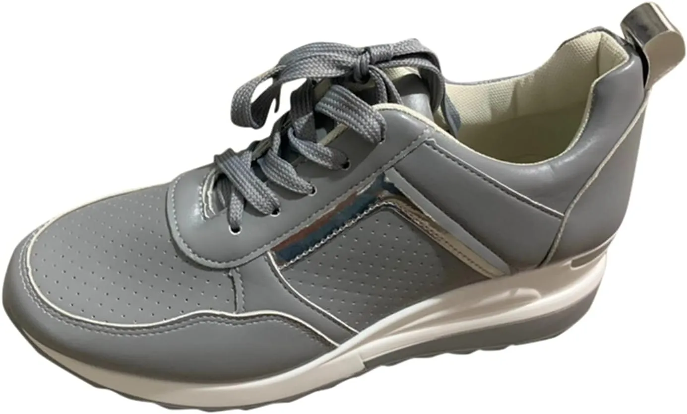 Kamendita Women's Walking Shoes,Women Lace-up Wedge Slip-Ons Canvas Shoes Loafers Shoes Casual Athletic Running Sneakers