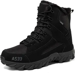 Kervaky Men's snow boots plush warm boots winter hiking boots military tactical boots cotton boots work boots outdoor boots