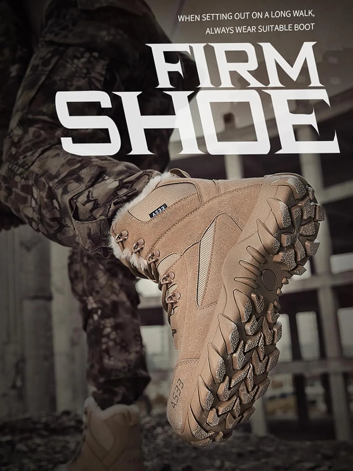 Kervaky Men's snow boots plush warm boots winter hiking boots military tactical boots cotton boots work boots outdoor boots