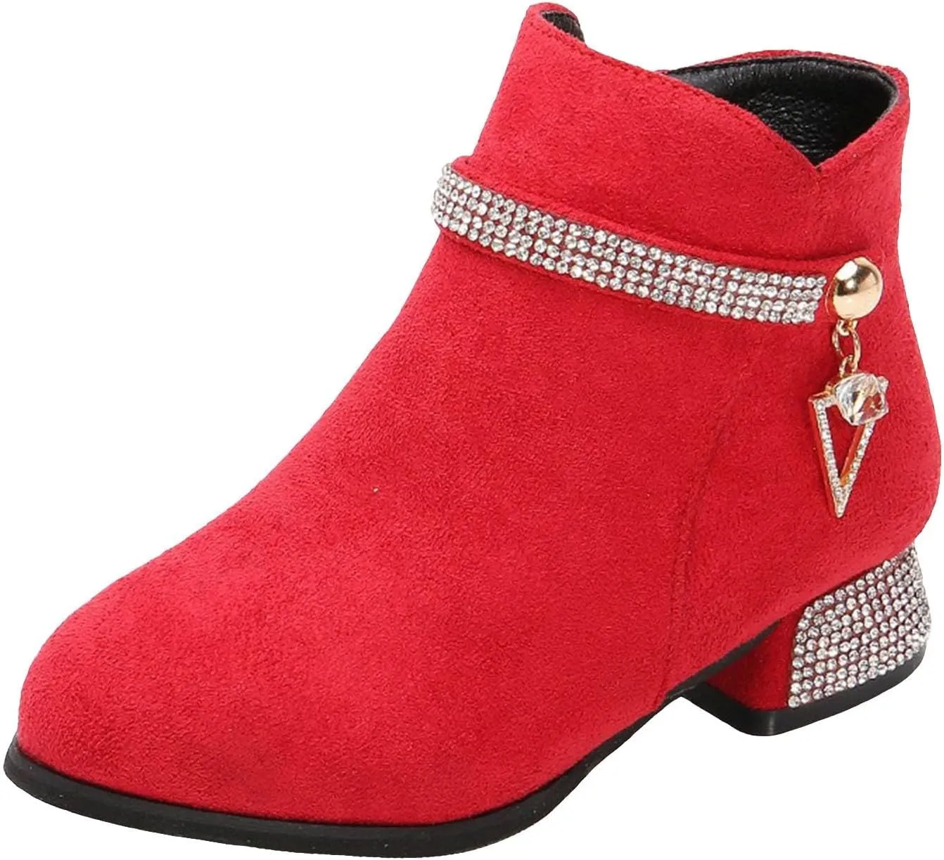 Kids Ankle Boots Short Suede Booties Fashion Anti-Slip Boots for Toddler/Little Kids Side Zipper Low Heels