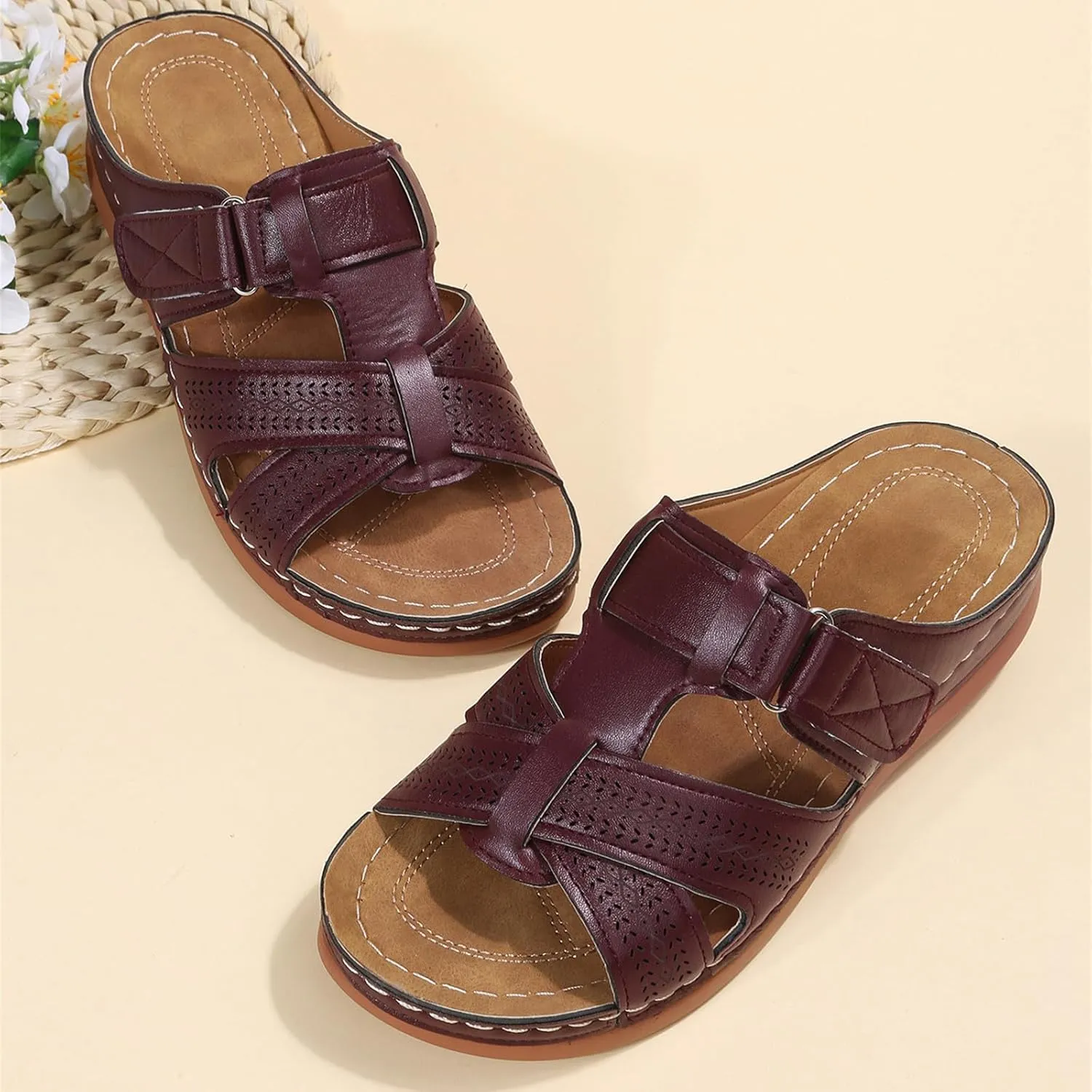Ladmiple Orthotic Sandals For Women Wide Width Arch Support Comfort Summer Orthopedic Flip Flops Slides for Plantar Fasciitis