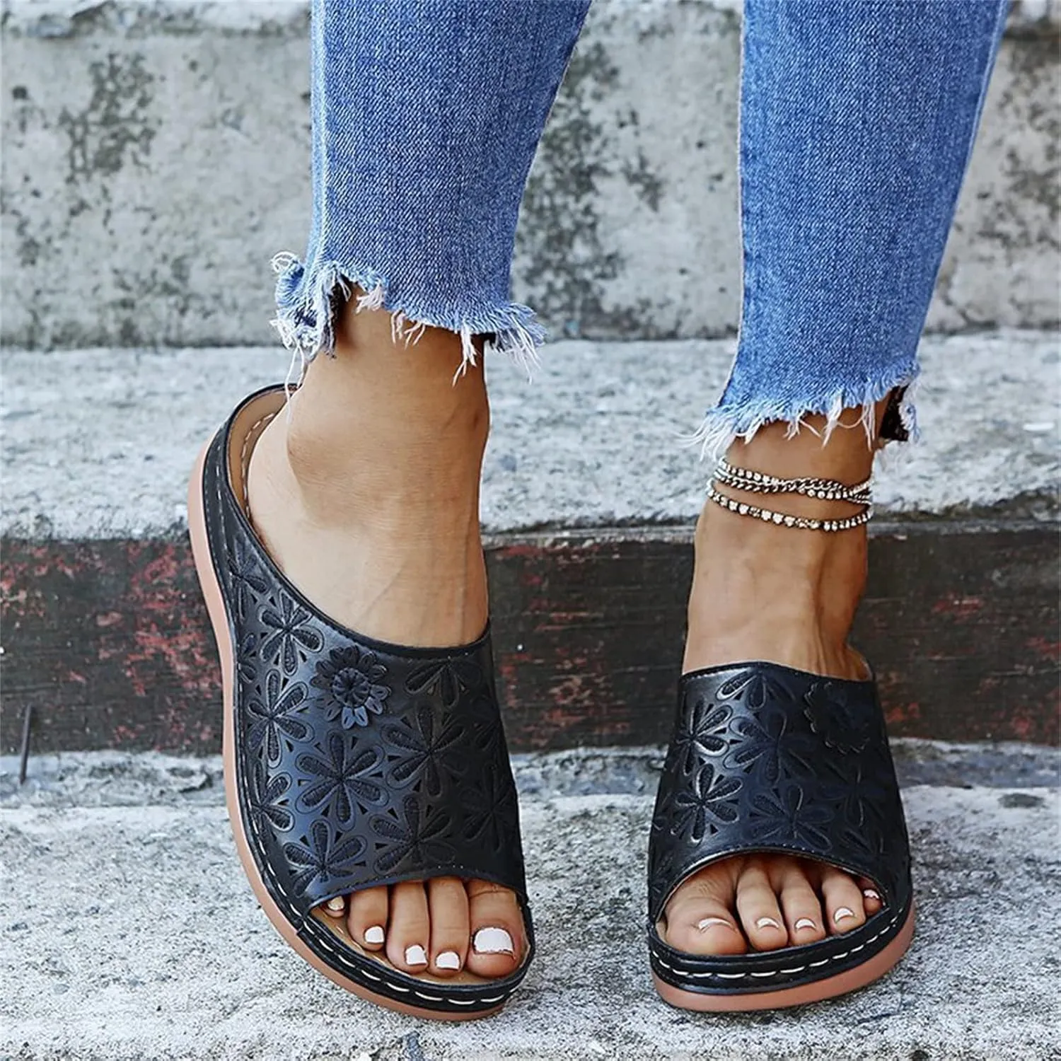 Ladmiple Orthotic Sandals For Women With Arch Support Comfort Walking Open Toe Slides Dressy Summer Orthopedic Flip Flops