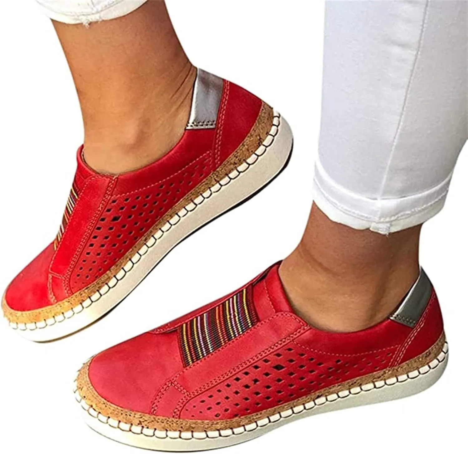 Ladmiple Shoes For Women Sneakers Slip Ons Canvas Shoes Fashion Casual Summer Low Top Platform Walking Flats Loafers