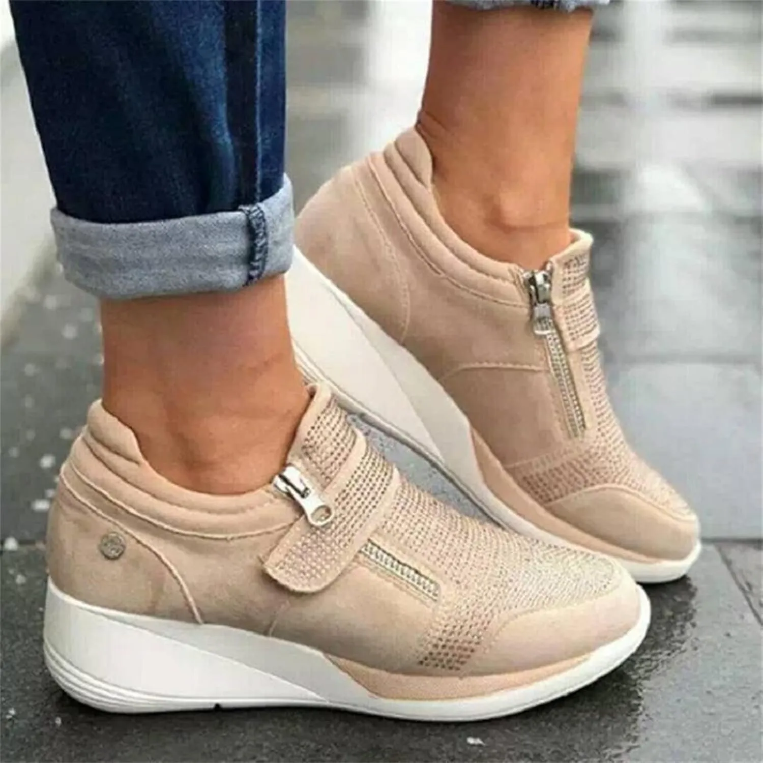 Ladmiple Shoes For Women Sneakers Slip Ons Fashion Low Top Casual Dressy Summer Fashion Comfort Walking Platform Shoes