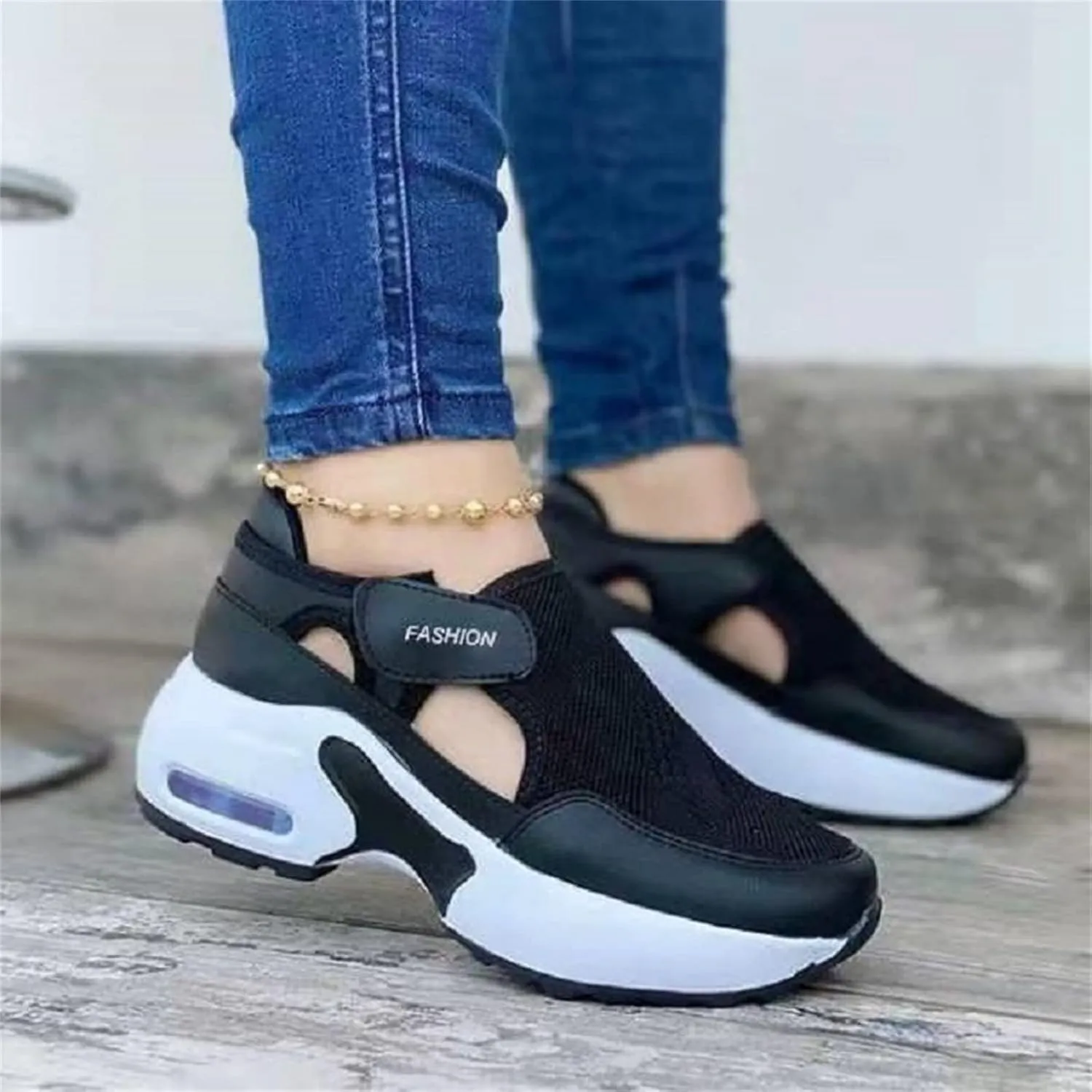 Ladmiple Shoes For Women Sneakers Trendy Walking Shoes Slip on Lady Fashion Gym Non Slip Platform Tennis Running Shoes