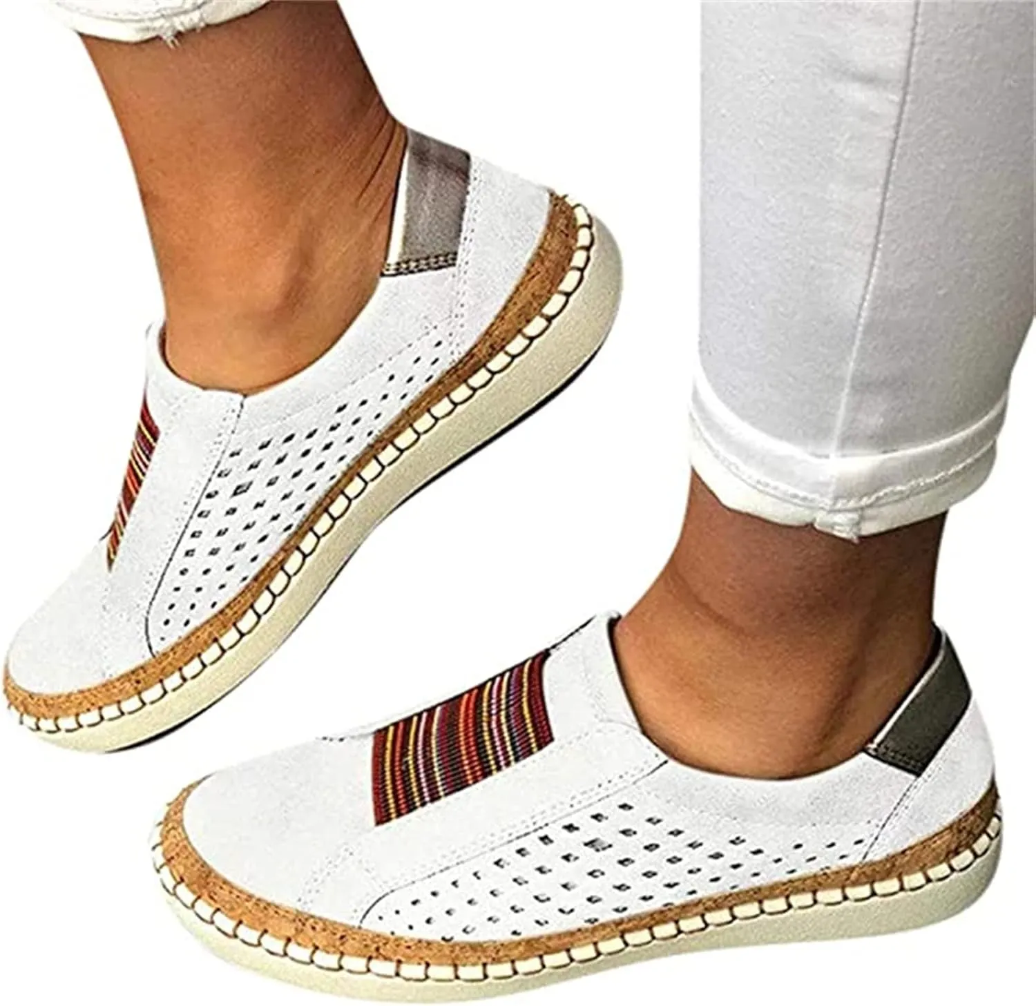 Ladmiple Sneakers For Women Slip On Low Top Comfort Walking Shoes Dressy Casual Summer Fashion Non Slip Flats Loafers