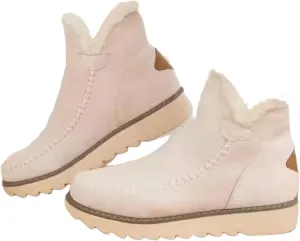 Ladmiple Snow Boots For Women Slip On Warm Ankle Booties Comfortable Outdoor Fur Lined Lining Thickening Walking Winter Shoes