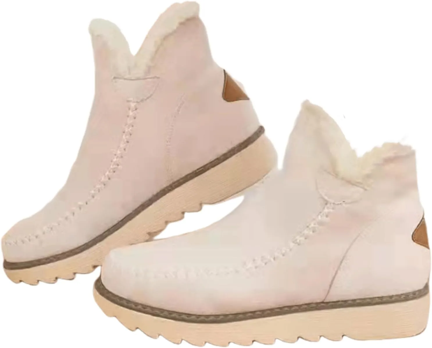 Ladmiple Snow Boots For Women Slip On Warm Ankle Booties Comfortable Outdoor Fur Lined Lining Thickening Walking Winter Shoes