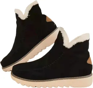 Ladmiple Snow Boots For Women Slip On Warm Ankle Booties Comfortable Outdoor Fur Lined Lining Thickening Walking Winter Shoes