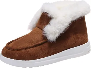Ladmiple Snow Boots For Women Wide Faux Fur Lined Winter nkle Booties Slip on Warm Comfort Outdoor AThickening Walking Shoes