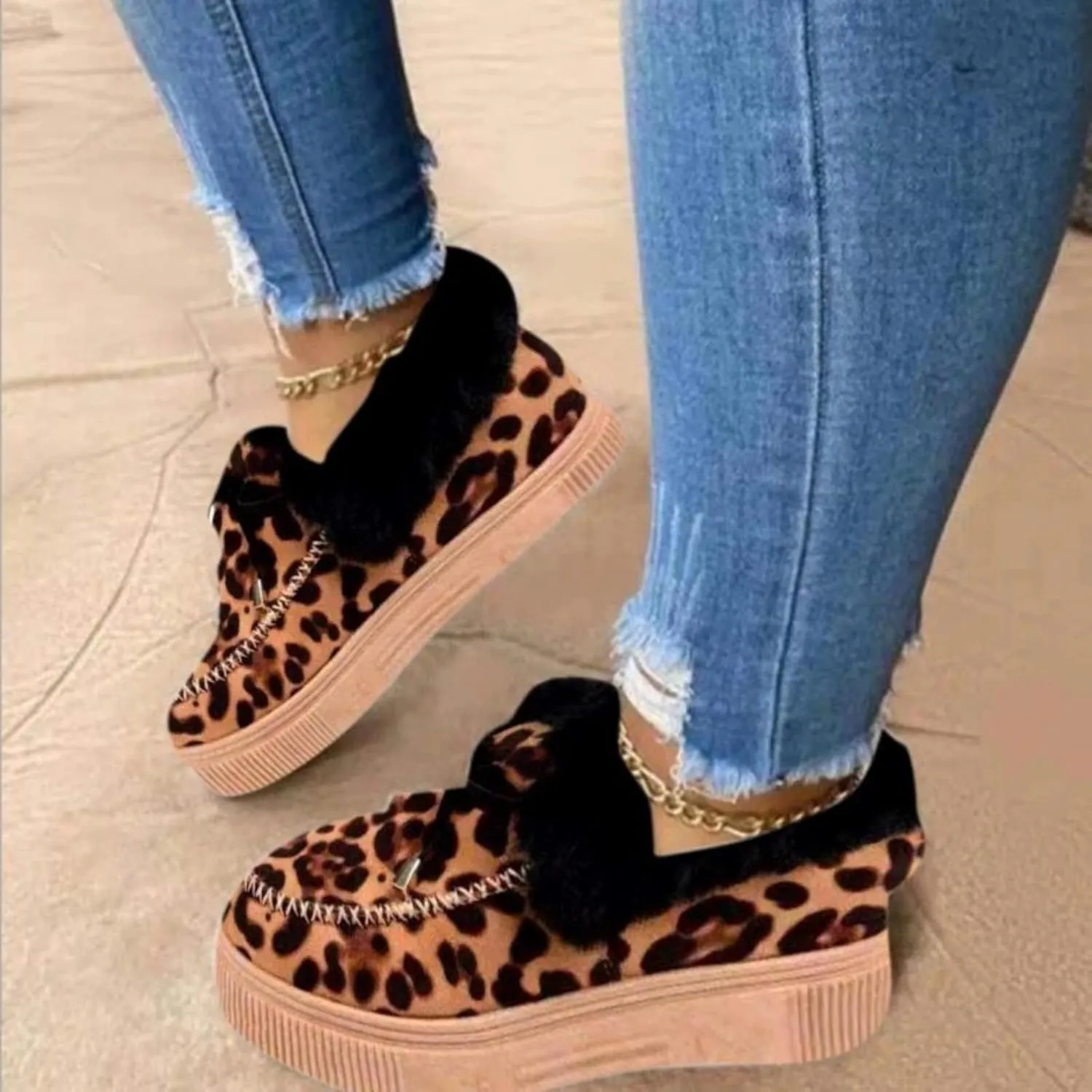 Ladmiple Winter Boots For Women 2024 Fashion Warm Fur Lined Snow Boots Outdoor Short Ankle Booties Slip On Loafers Shoes