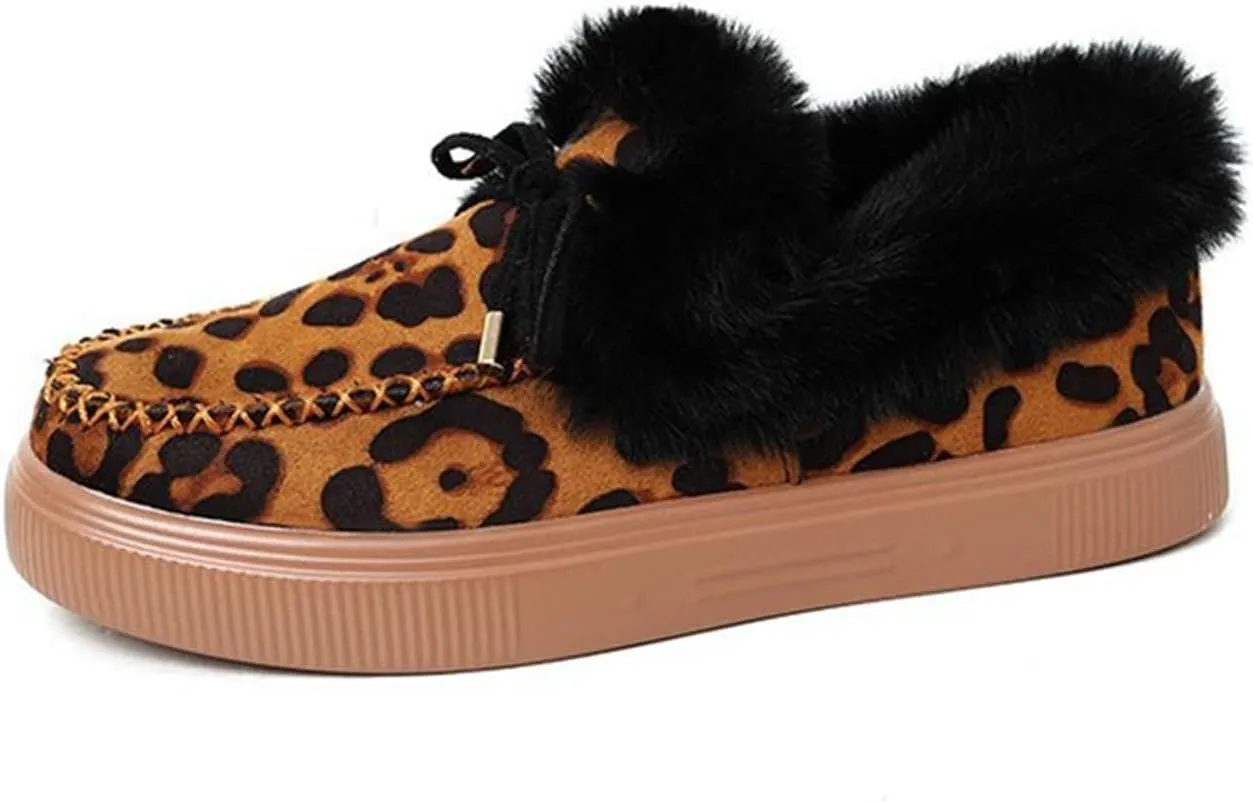 Ladmiple Winter Boots For Women 2024 Fashion Warm Fur Lined Snow Boots Outdoor Short Ankle Booties Slip On Loafers Shoes