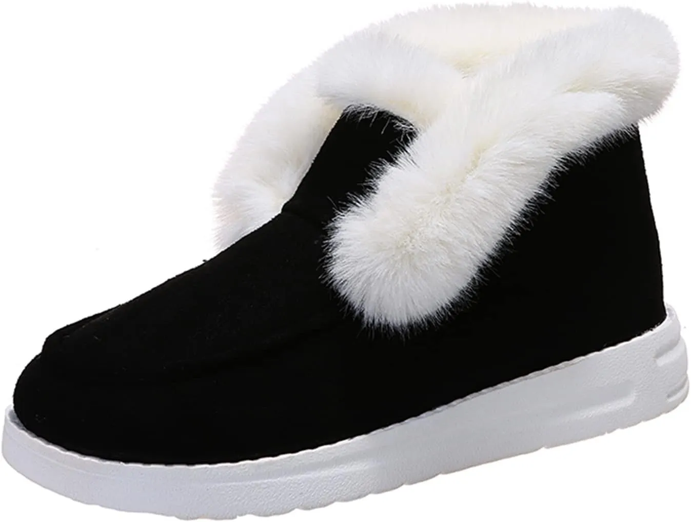 Ladmiple Winter Boots For Women 2024 Snow Boots Slip on Warm Comfortable Outdoor Fur Lined Ankle Booties Loafers Shoes
