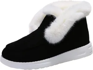 Ladmiple Winter Boots For Women 2024 Snow Boots Slip on Warm Comfortable Outdoor Fur Lined Ankle Booties Loafers Shoes