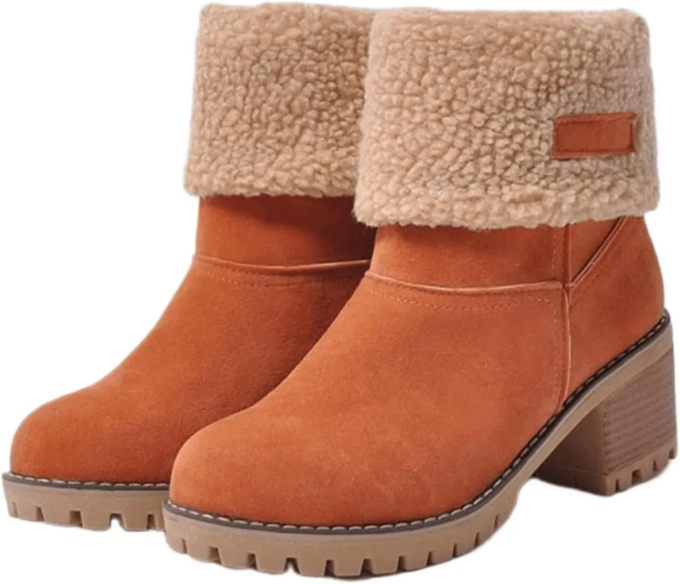 Ladmiple Winter Boots For Women Tall Mid Calf Warm Fur Lined Snow Boots Outdoor Fashion Comfortable Slip On Walking Shoes