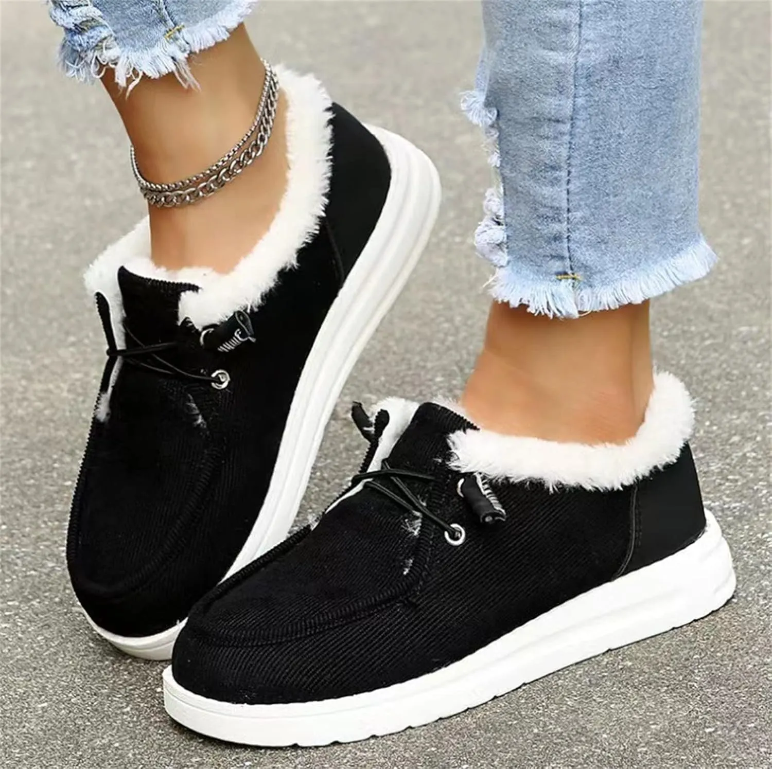 Ladmiple Winter Boots For Women Warm Snow Boots Classic Faux Fur Lined Slip On Ankle Booties Fashion Casual Loafers Shoes