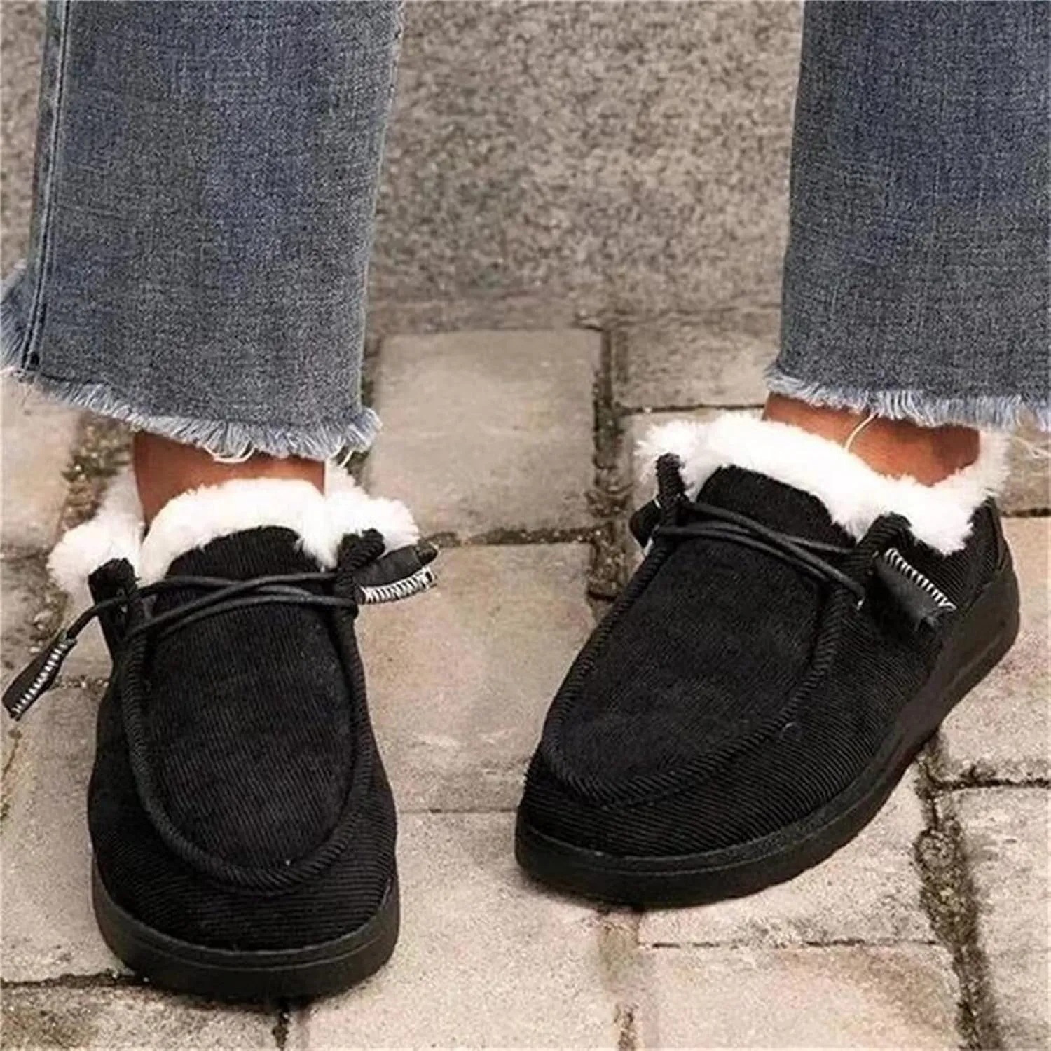 Ladmiple Winter Boots For Women Warm Snow Boots Classic Faux Fur Lined Slip On Ankle Booties Fashion Casual Loafers Shoes