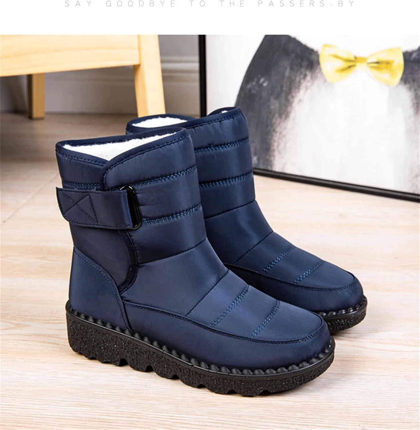 Ladmiple Winter Boots For Women Waterproof Snow Non Slip Fur Lined Warm Ankle Booties Slip On Outdoor Comfortable Shoes