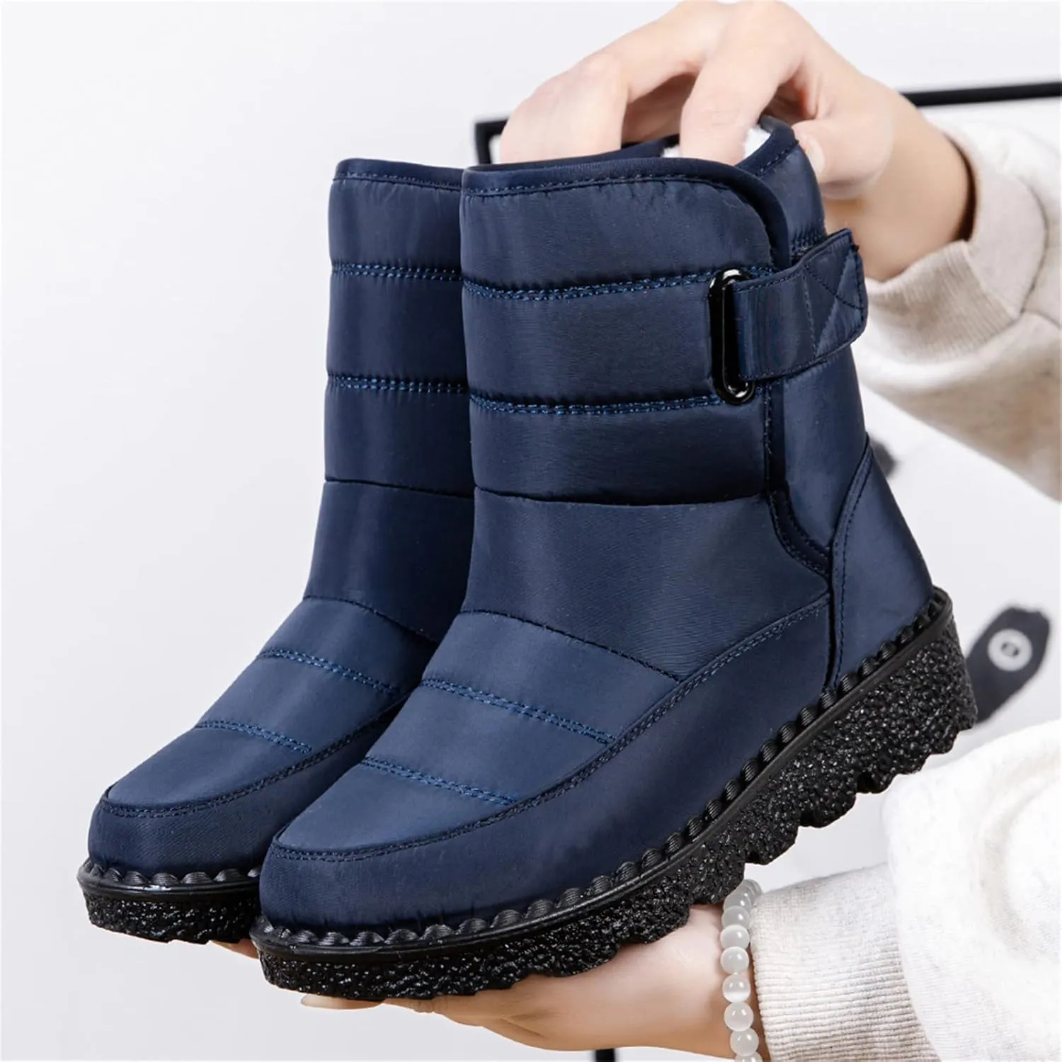 Ladmiple Winter Boots For Women Waterproof Snow Non Slip Fur Lined Warm Ankle Booties Slip On Outdoor Comfortable Shoes