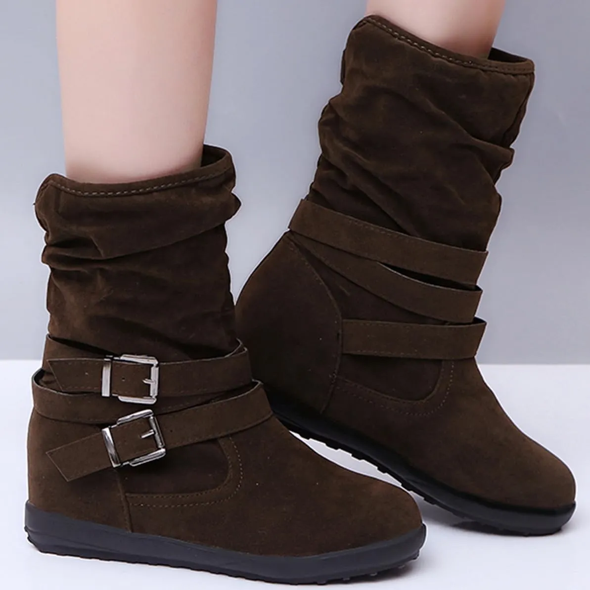 Ladmiple Winter Boots For Women Wide Width Warm Fur Lined Snow Ankle Booties Fashion Comfortable Slip On Walking Shoes
