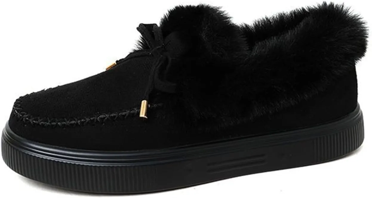 Ladmiple Winter Boots For Women With Fur Lined Snow Boots Classic Fashion Warm Outdoor Comfort Slip On Ankle Booties