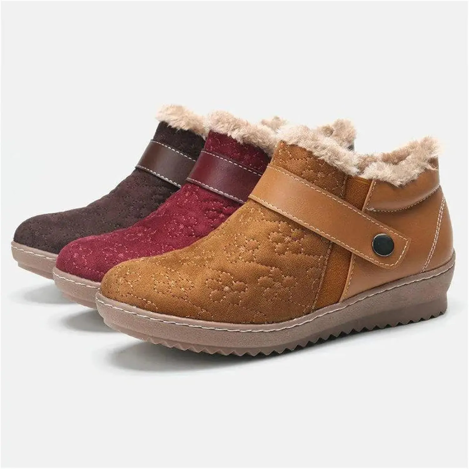 Ladmiple Winter Boots For Women With Fur Lined Snow Boots Classic Fashion Warm Outdoor Comfort Slip On Ankle Booties
