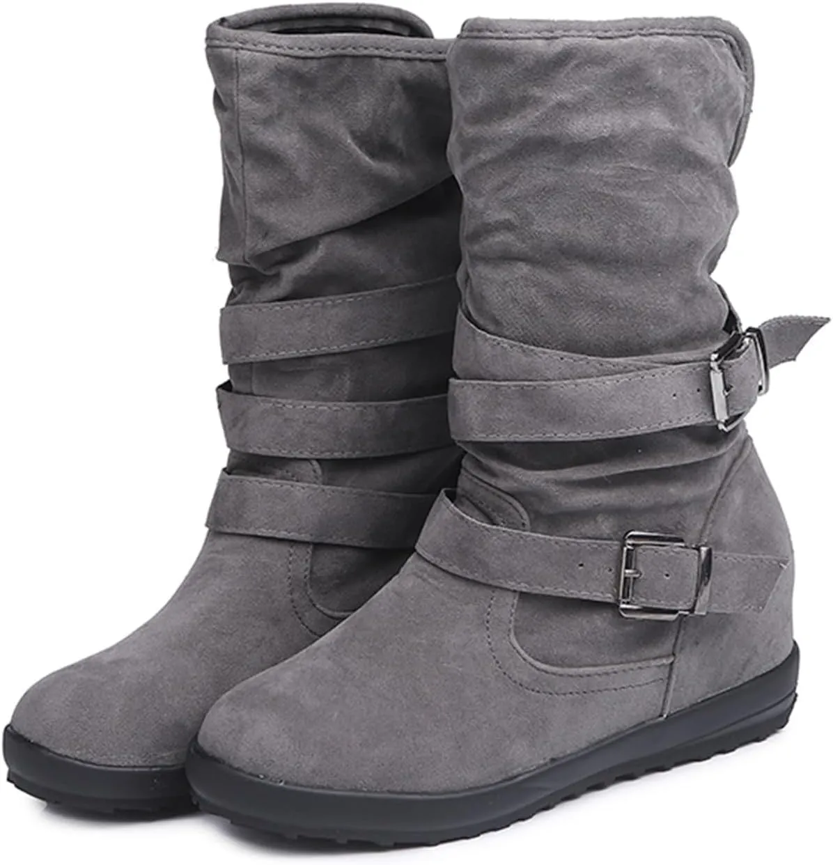 Ladmiple Winter Boots For Women With Fur Lined Snow Boots Warm Anti-Slip Outdoor Slip On Ankle Booties Comfortable Shoes