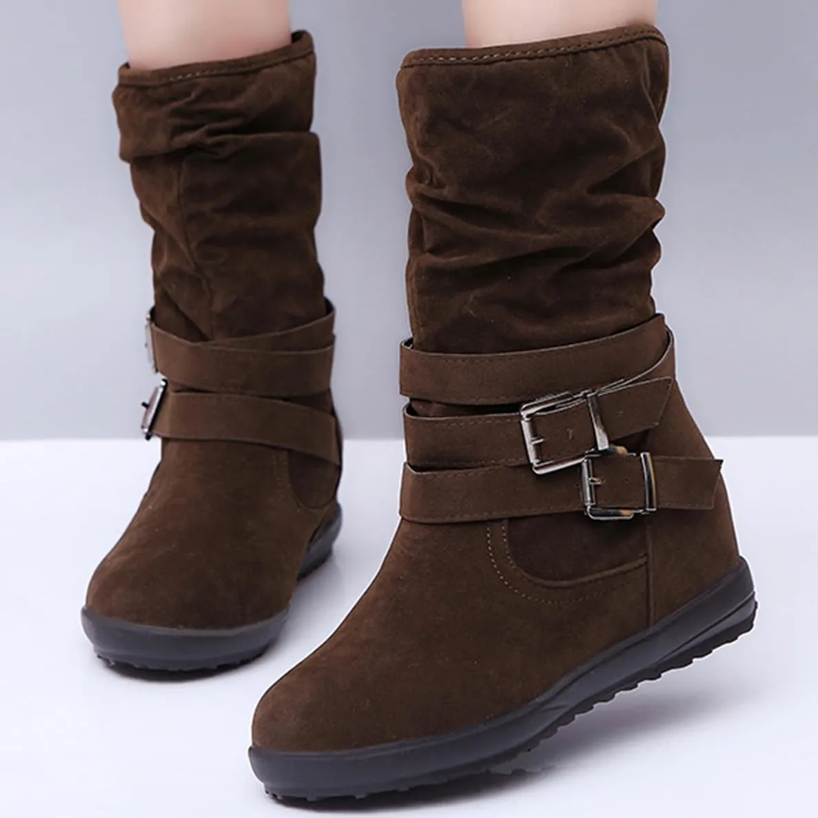 Ladmiple Winter Boots For Women With Fur Lined Snow Boots Warm Anti-Slip Outdoor Slip On Ankle Booties Comfortable Shoes