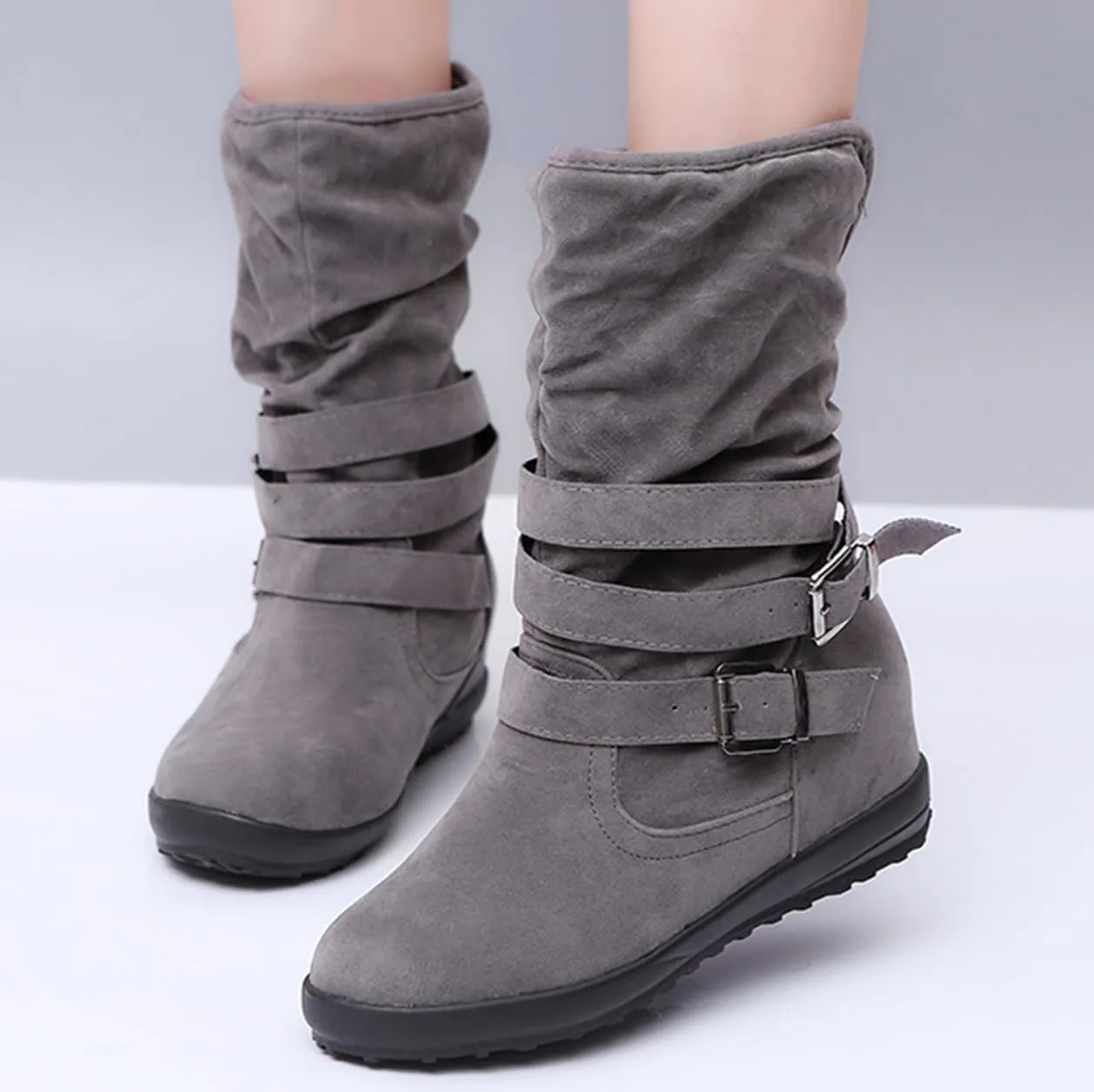 Ladmiple Winter Boots For Women With Fur Lined Snow Boots Warm Anti-Slip Outdoor Slip On Ankle Booties Comfortable Shoes