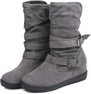 Ladmiple Winter Boots For Women With Fur Lined Snow Boots Warm Anti-Slip Outdoor Slip On Ankle Booties Comfortable Shoes