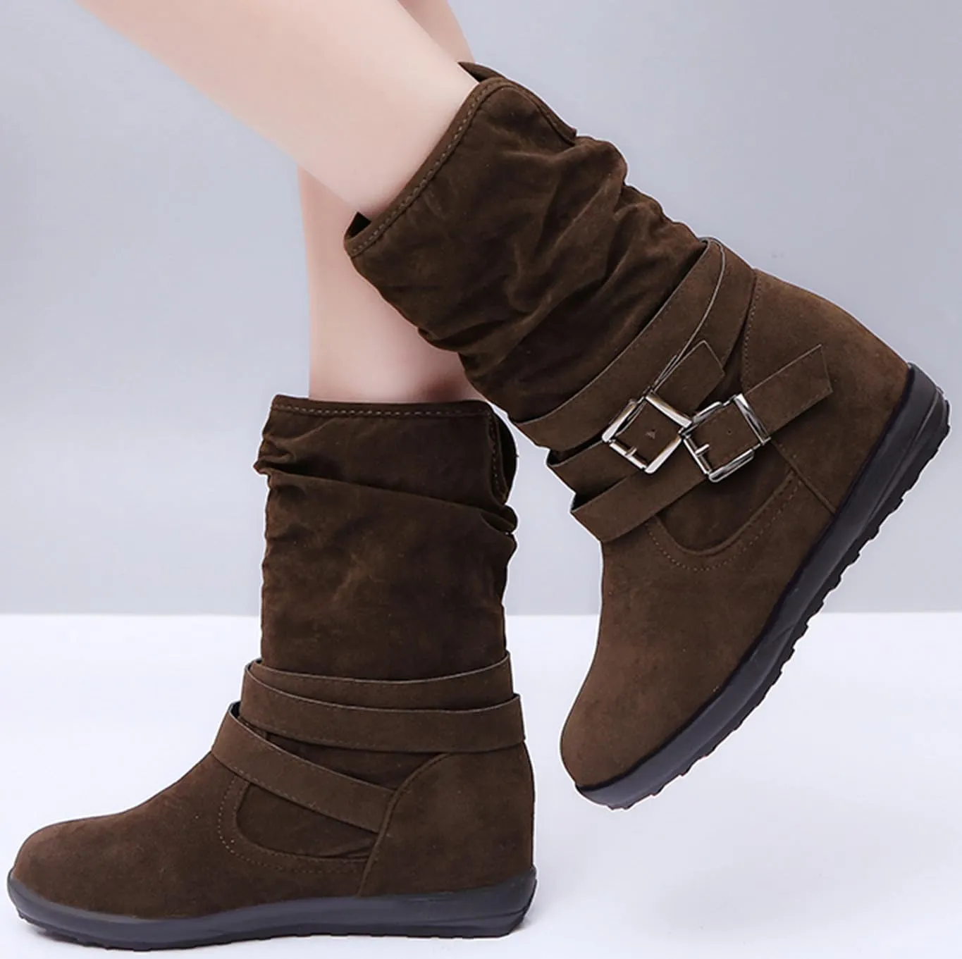 Ladmiple Winter Boots For Women With Fur Lined Snow Boots Warm Anti-Slip Outdoor Slip On Ankle Booties Comfortable Shoes