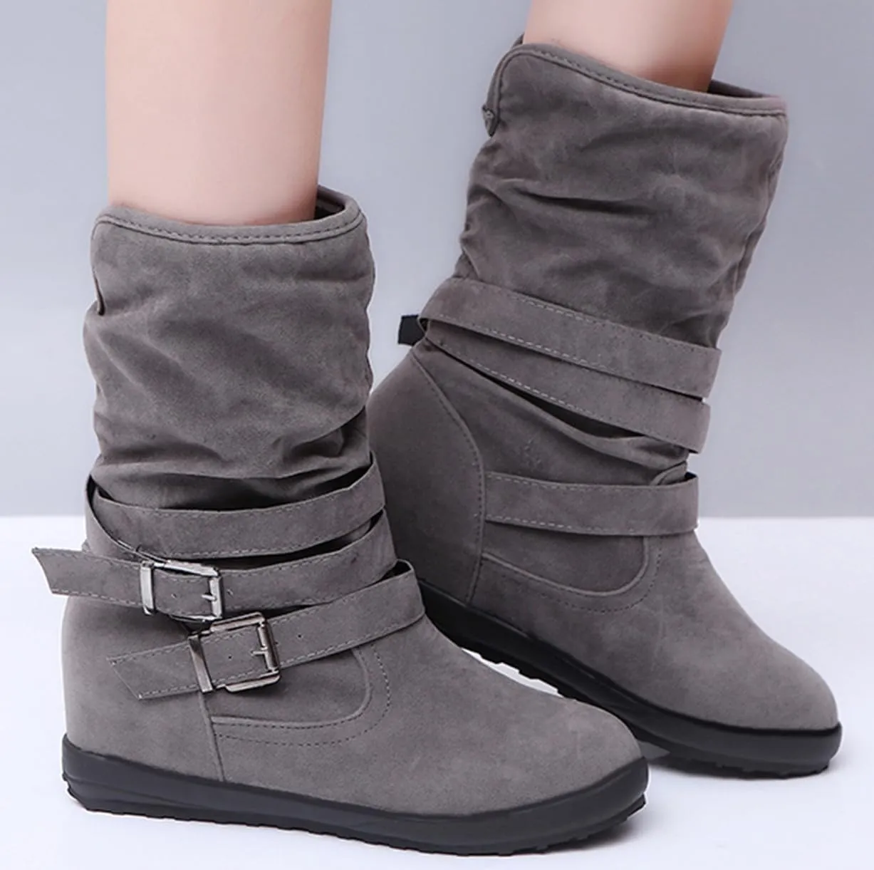 Ladmiple Winter Boots For Women With Fur Lined Snow Boots Warm Anti-Slip Outdoor Slip On Ankle Booties Comfortable Shoes