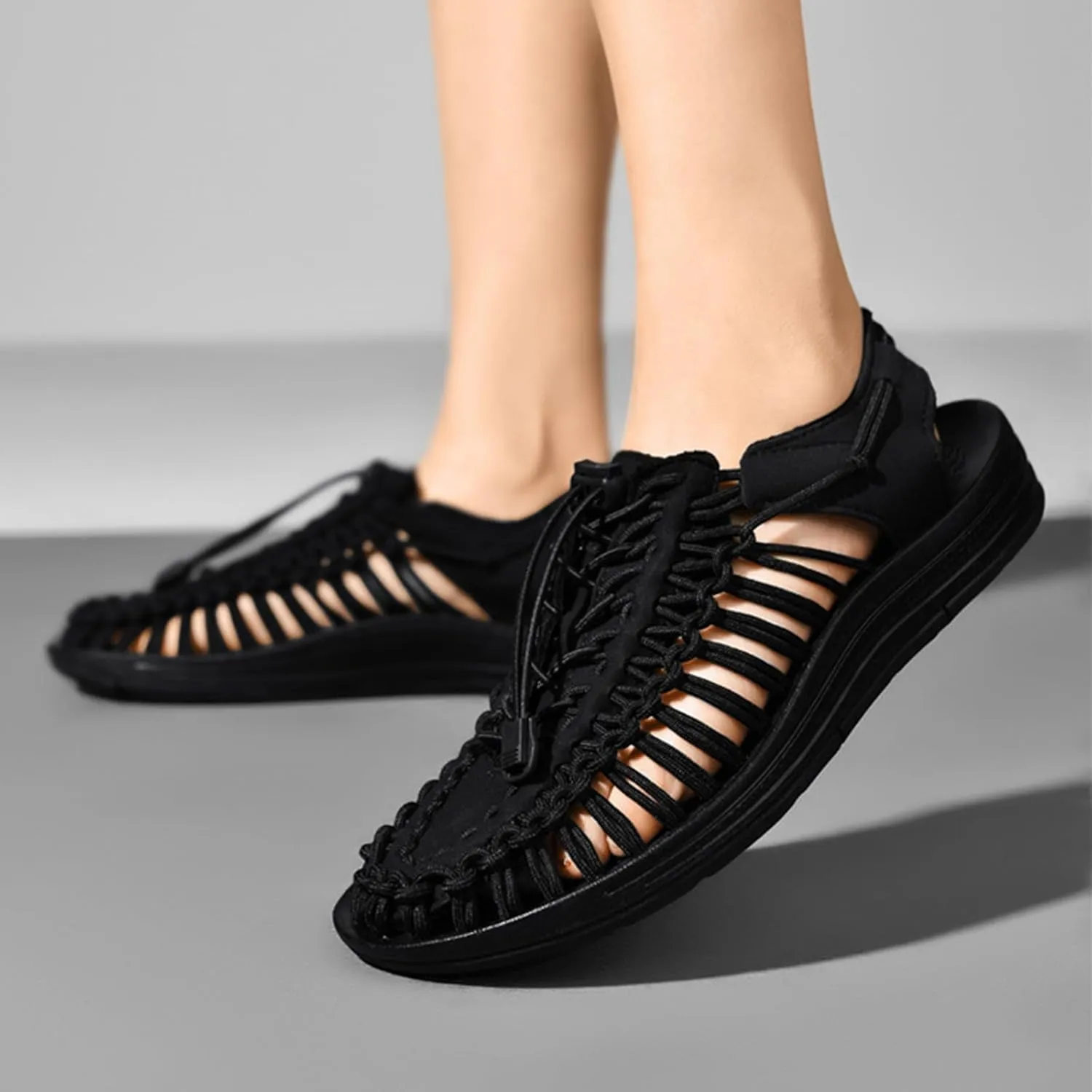 Large Size Unisex Rope Sport Sandals Men's Fisherman Shoes Women's Hand-Woven Shoes Comfortable Couple Lightweight Beach Sandals