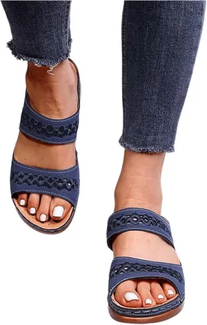 Lausiuoe Orthopedic Sandals for Women,Women Fashion Orthotic Slides Ladies Slip On Slippers Flip Flops With Arch Support