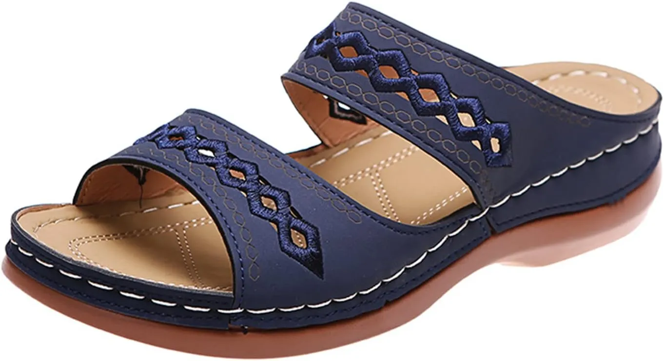 Lausiuoe Orthopedic Sandals for Women,Women Fashion Orthotic Slides Ladies Slip On Slippers Flip Flops With Arch Support