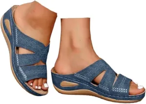 Lausiuoe Sandals Women Dressy Summer Flat Flip Flops Comfortable Walking Orthopedic Slippers Arch Support Orthotic Slides
