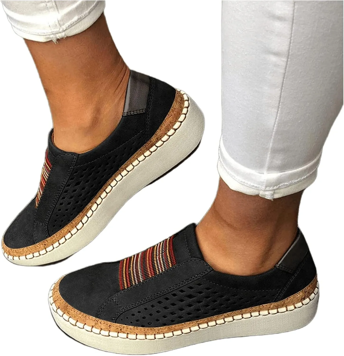 Lausiuoe Shoes For Women Sneakers Slip Ons Fashion Canvas Loafers Casual Classic Lightweight Comfort Flat Walking Shoes