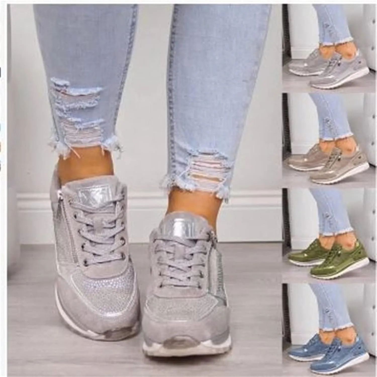 Lausiuoe Sneakers For Women Slip On Arch Support Walking Shoes Non Slip Fashion Casual Comfort Gym Sports Running Shoes