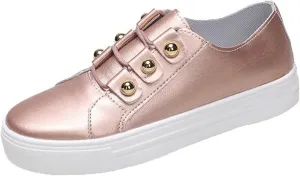 Lausiuoe Sneakers For Women Walking Shoes Comfortable Fashion Leather Shoes Non-Slip Casual Low Top Slip On Flat Loafers