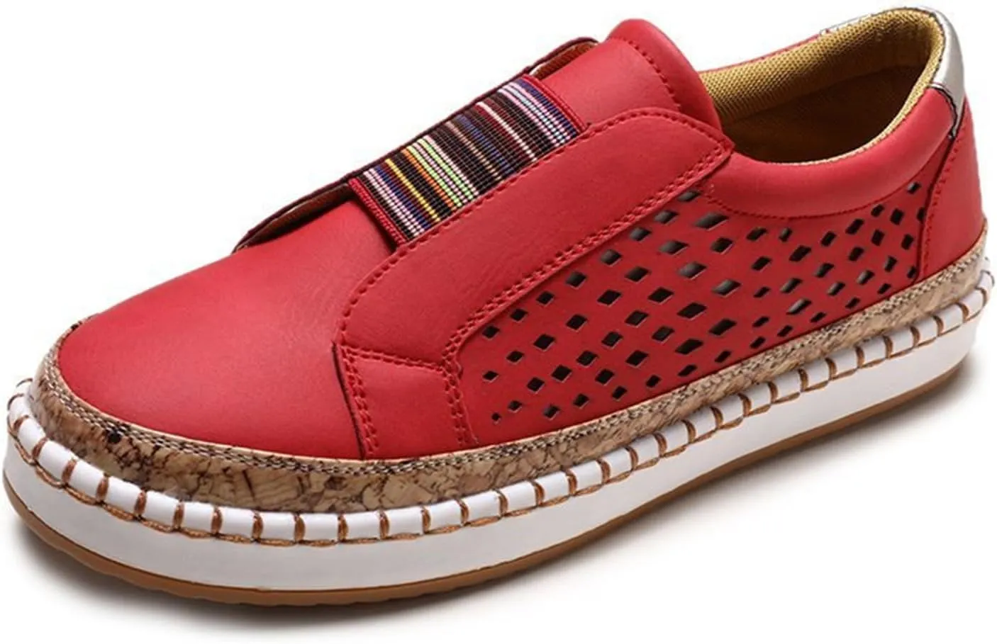 Lausiuoe Sneakers For Women Walking Shoes Size 11 Women Comfortable Casual Fashion Sneakers Walking Shoes Classic Fall Lightweight Soft Breathable Slip On Low Top Canvas Flat Loafers Red