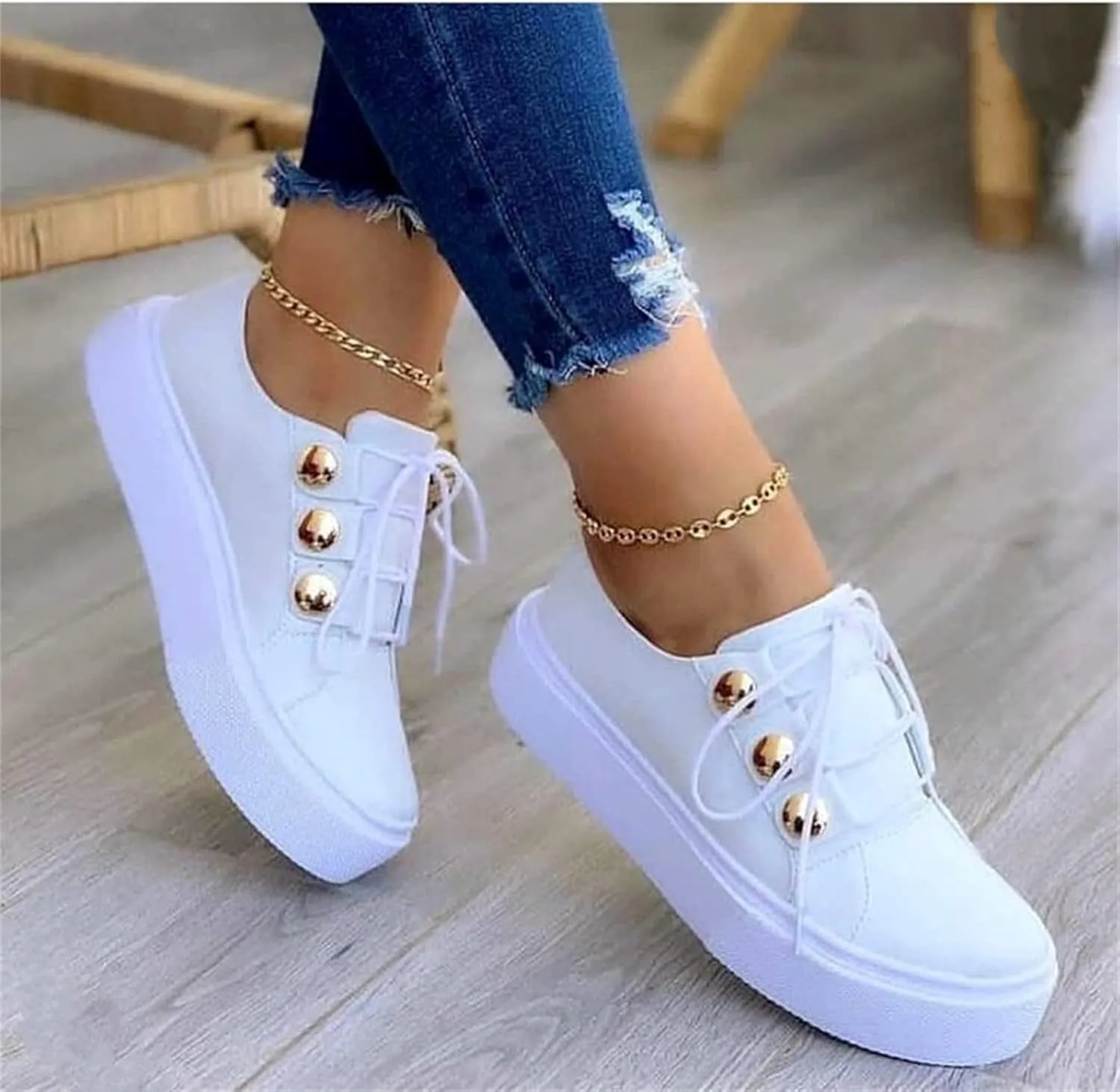 Lausiuoe Sneakers For Women Walking Shoes Wide Width Leather Shoes Low Cut Casual Fashion Comfort Slip On Flat Loafers