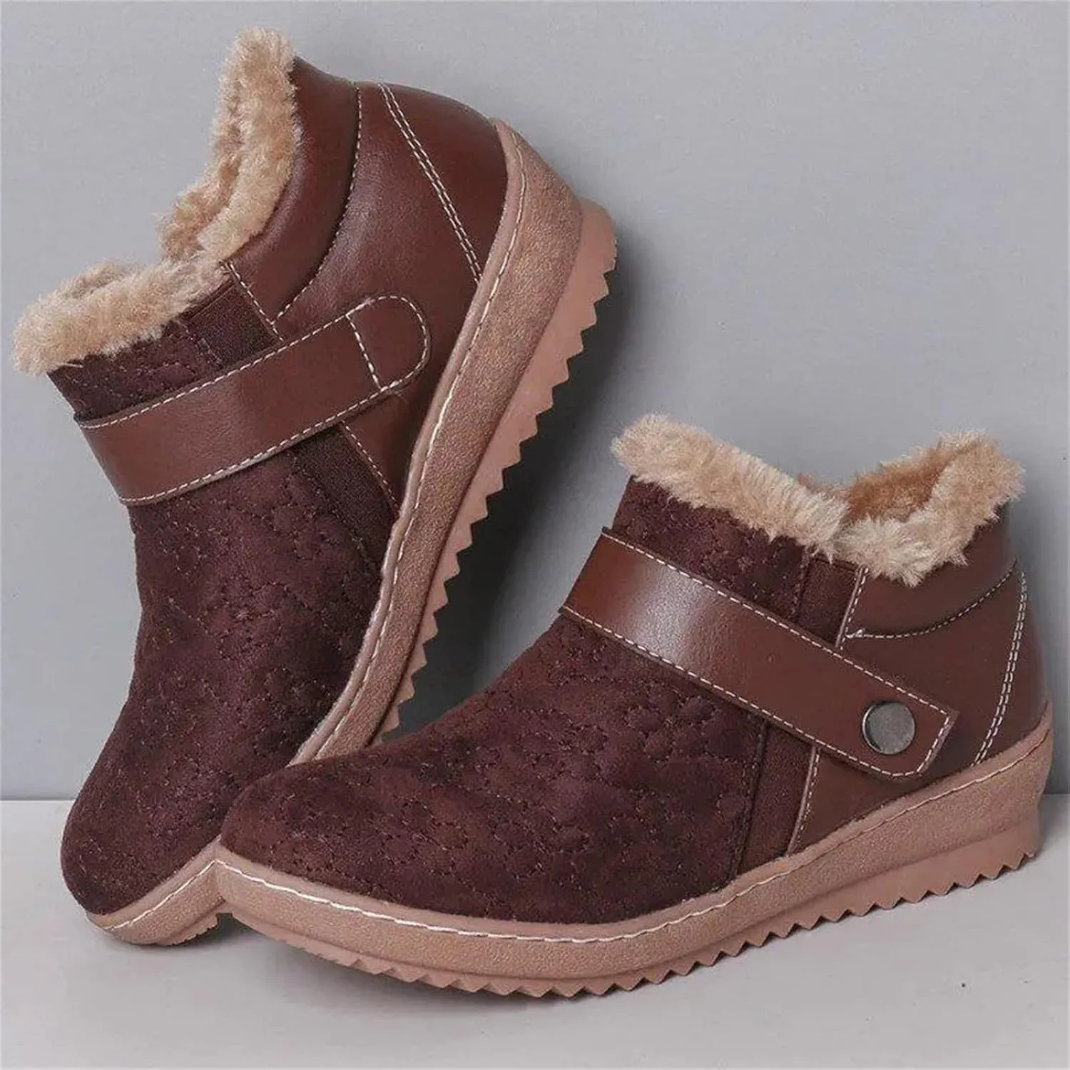 Lausiuoe Snow Boots For Women Cute Wide Calf Warm Winter Fuzzy Ankle Booties Silp On Comfortable Casual Fashion Loafers