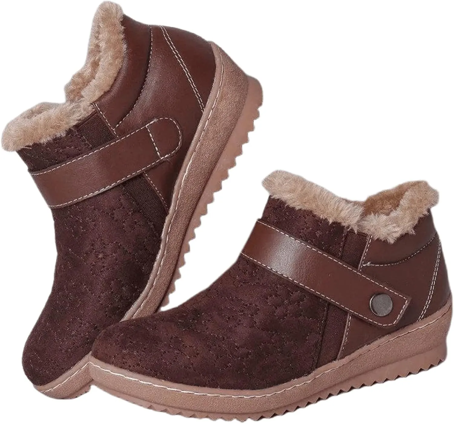 Lausiuoe Snow Boots For Women Cute Wide Calf Warm Winter Fuzzy Ankle Booties Silp On Comfortable Casual Fashion Loafers