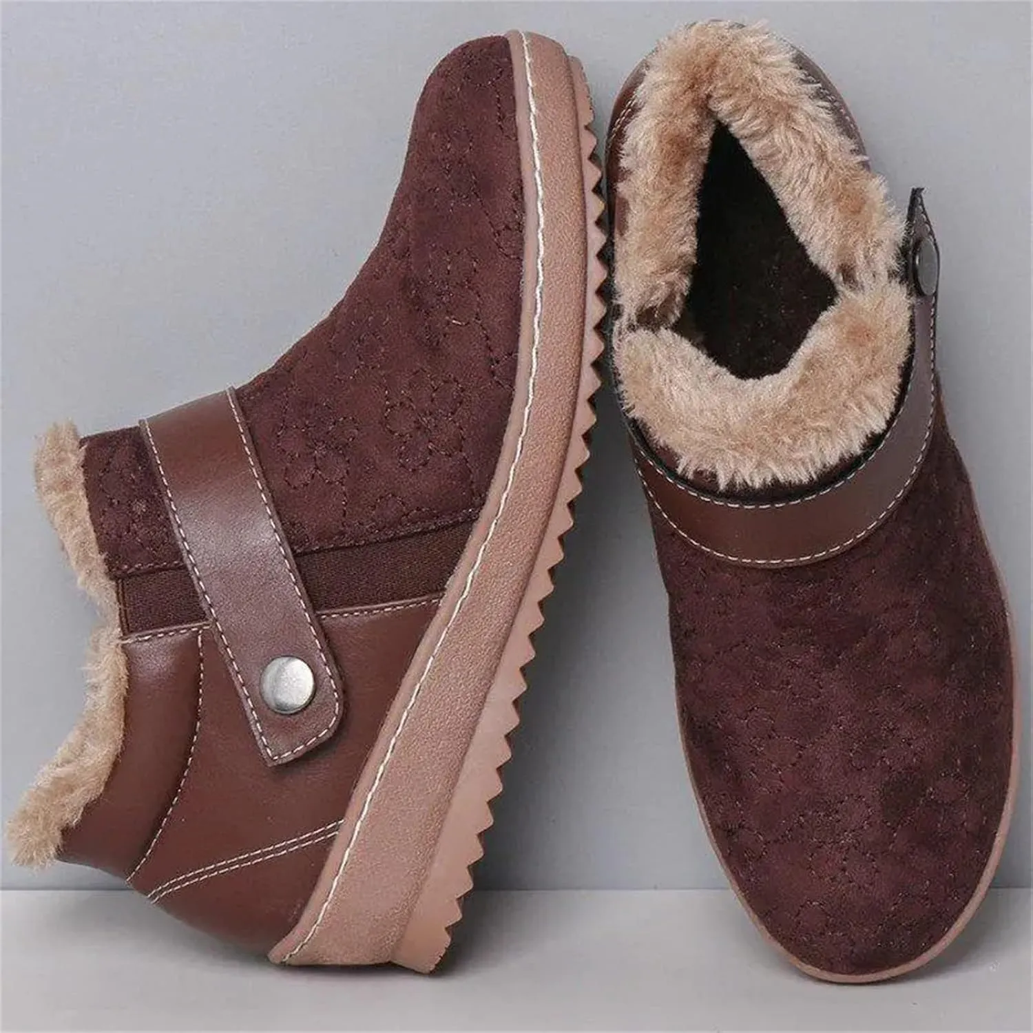 Lausiuoe Snow Boots For Women Cute Wide Calf Warm Winter Fuzzy Ankle Booties Silp On Comfortable Casual Fashion Loafers
