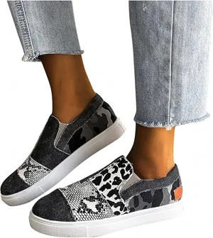 Lausiuoe Women's Fashion Sneakers Slip On Canvas Shoes Low Top Non Slip Casual Fall Soft Comfort Walking Flat Loafers